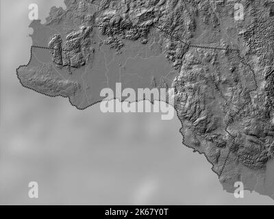 Westmoreland, parish of Jamaica. Bilevel elevation map with lakes and rivers Stock Photo
