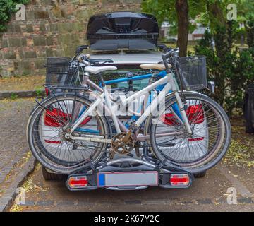 Three Bicycles Carrier With Led Tail Lights and Licence Plate Holder Stock Photo