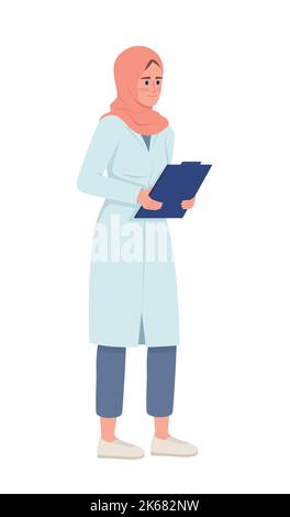 Doctor with clipboard semi flat color vector character Stock Vector