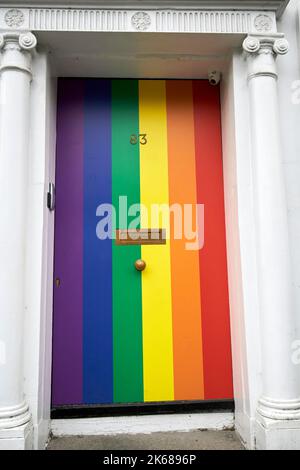 rainbow lgbtq+ door design on georgian door 83 merrion square south dublin republic of ireland Stock Photo