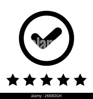 Best rating icon in flat style. Good quality symbol isolated on white background. Simple abstract circle with check icon in black. Vector illustration Stock Vector