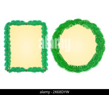 Christmas frame rectangle and a circle vector Stock Vector