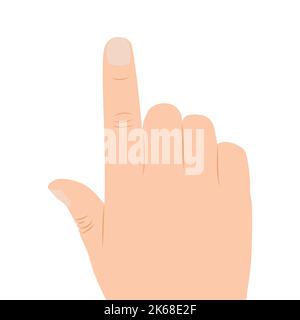 Human hand with an index finger pointing up, vector illustration isolated on white background. Stock Vector
