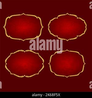 Gold frame on a red background vintage vector Stock Vector
