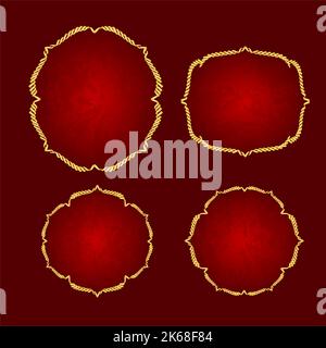 Gold frame vintage on a red background vector Stock Vector