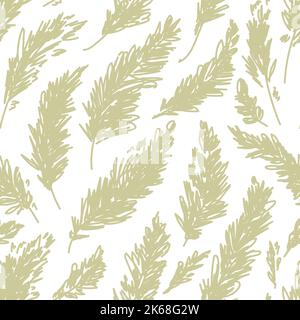 Pampas grass seamless pattern. Trendy vector design for wedding, postcards, textile, wallpaper, fabric, wrapping paper Stock Vector