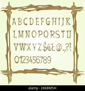 Alphabet made of twigs vector Stock Vector
