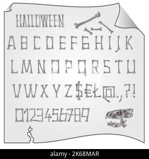 Alphabet from bones Halloween vector Stock Vector