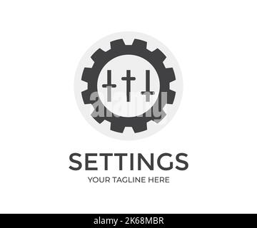 Setting icon, Tools, Cog, Gear, help options account, Settings, Cogwheel, mechanism logo design. Black gear wheel icons on white background vector. Stock Vector