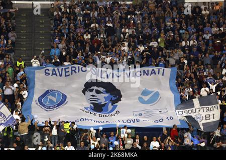 Naples, Italy. 12th Oct, 2022. NAPLES - Banner during the UEFA Champions League Group A match between SSC Napoli and Ajax Amsterdam at Stadio Diego Armando Maradona on October 12, 2022 in Naples, Italy. ANP MAURICE VAN STEEN Credit: ANP/Alamy Live News Stock Photo