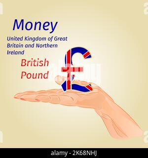 Money-The British Pound on palm vector Stock Vector