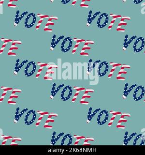 Vote. Presidential elections in the United States of America. The text is in the colors of the USA flag. Repeating vector pattern. Seamless ornament Stock Vector