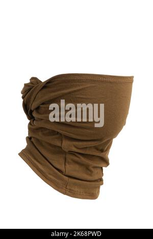 New balaclava headwear. Element of military uniform. Headgear to protect the face. Isolate on a white background. Stock Photo