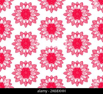 Seamless vector line art pattern made of blooming flowers Stock Vector