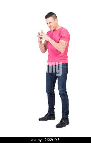 Evil guy looking at camera isolated on white background Stock Photo