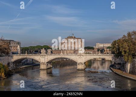 ROME, ITALY - DECEMBER 06, 2019:  Vittorio Emanuele II bridge in Rome, Italy Stock Photo