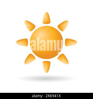 Yellow 3d sun, star rays. Stock Vector