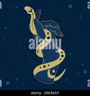 Hand holding a snake Esoterism icon Vector Stock Vector