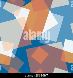 Abstract seamless pattern of randomly arranged overlapping transparent rectangles,squares of various tones on motley background.Layering effect.For fa Stock Photo