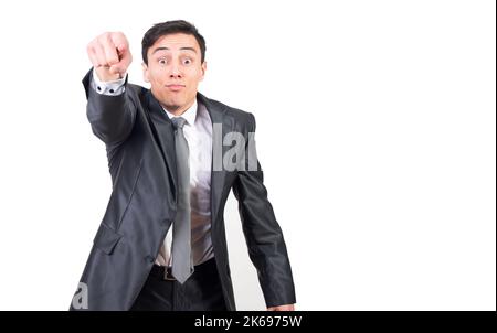 Concentrated man leader pointing subordinate necessary task Stock Photo