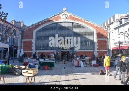 Biarritz, France - 15 Jan, 2022: Las Halles food market in Biarritz Stock Photo