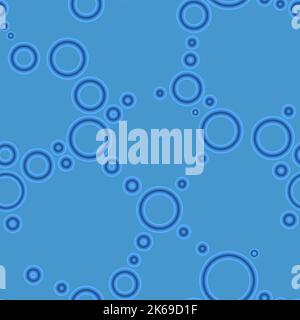 Geometric abstract seamless pattern random azure rings light blue background Stock Photo