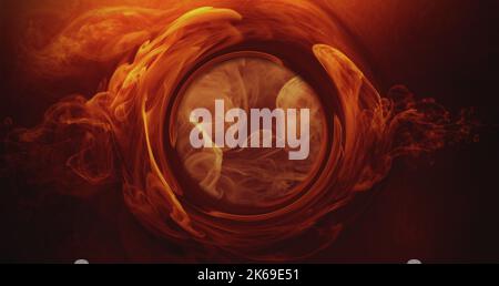 color water twirl fume circle ink wave orange red Stock Photo