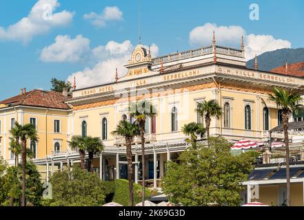 Bellagio, Lombardy, Italy - September 5, 2022: View of the Luxury Grand Hotel Villa Serbelloni with swimming pool on the shore of lake Como. Stock Photo