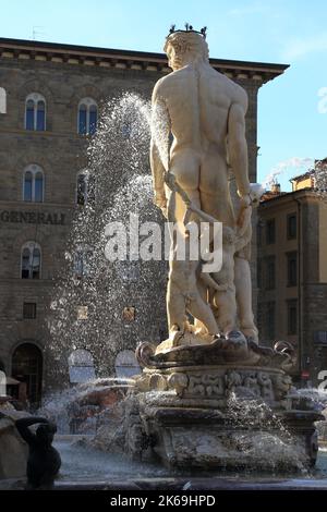 Fountain of Neptune in Florence  /  Fontana del Nettuno a Firenze Stock Photo