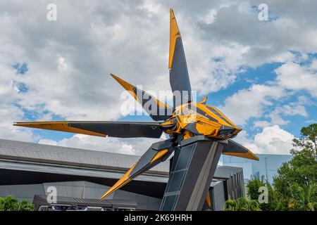 ORLANDO, UNITED STATES, 26TH SEPTERBER 2022: The Xandarian starship at the entrance to Guardians of the Galaxy ride Stock Photo