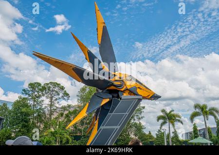 ORLANDO, UNITED STATES, 26TH SEPTERBER 2022: The Xandarian starship at the entrance to Guardians of the Galaxy ride Stock Photo