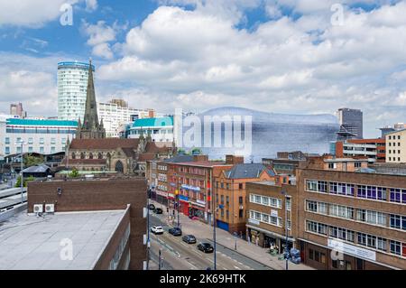 St Martin in the Bull Ring Church and the Selfridges building in Birmingham West Midlands England United Kingdom UK Stock Photo