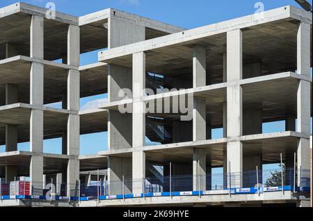 Concrete structure at construction site of a new apartment building, London England United Kingdom UK Stock Photo