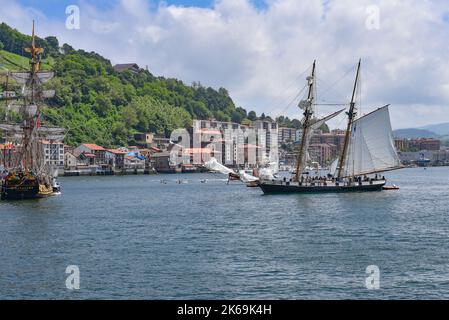 Pasaia, Spain - 27 May, 2022: tall ships and sailing boats at the Pasaia Maritime Festival, Gipzukoa, Spain Stock Photo