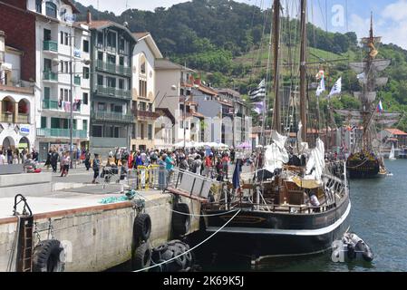 Pasaia, Spain - 27 May, 2022: tall ships and sailing boats at the Pasaia Maritime Festival, Gipzukoa, Spain Stock Photo