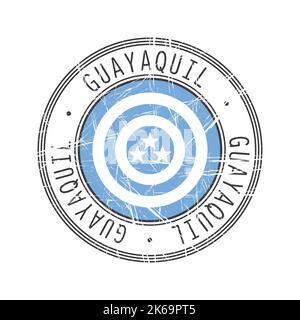Guayaquil city, Ecuador vector rubber stamp over white background Stock Vector