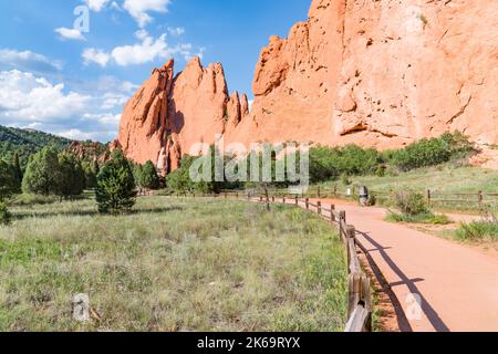 Beautiful rock formations in Garden of the Gods Park in Colorado Springs, Colorado Stock Photo