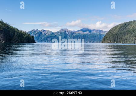 Mountains along the rugged coastline of Resurrection Bay near Seward, Alaska Stock Photo