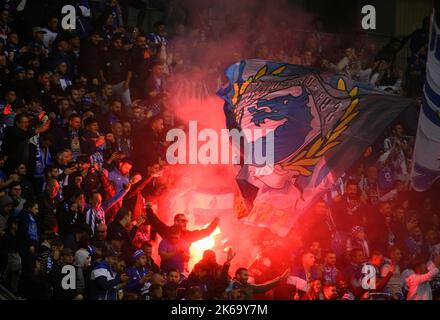 Fans from Porto ignite the Begal fire Soccer Champions League, preliminary round 4th matchday, Bayer 04 Leverkusen (LEV) - FC Porto, on October 12th, 2022 in Leverkusen/ Germany. © Stock Photo