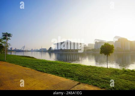 Sunset view at Masjid Besi (Iron Mosque) or Masjid Tuanku Mizan Zainal Abidin, Putrajaya, Malaysia Stock Photo