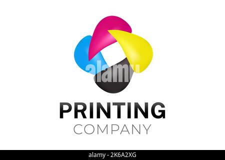Printing Company Logo with CMYK Colors Stock Vector