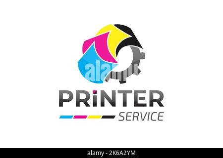 Modern Printer Service Logo Design Stock Vector