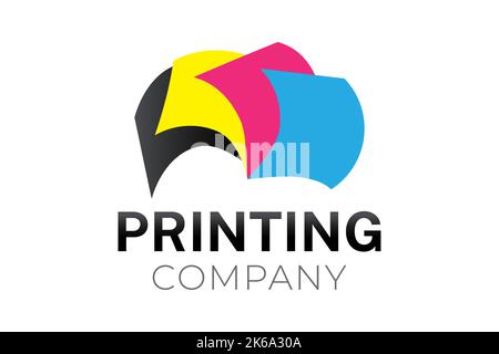 Printing Company Logo with CMYK Pages Stock Vector