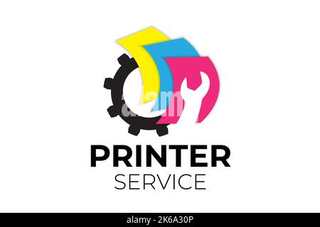 Printer Service Logo Design Vector Stock Vector