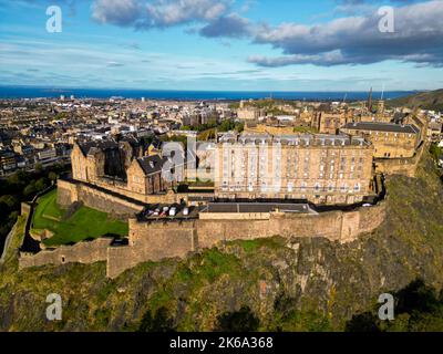 Edinburgh Castle on a sunny day - aerial view Stock Photo