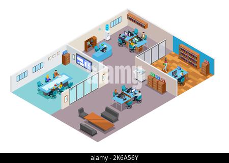 A vector illustration of Business Office Isometric Interior Stock Vector