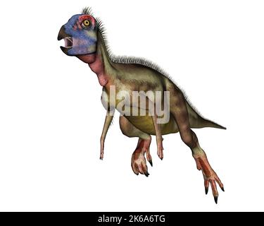 Hypsilophodon dinosaur running, isolated on white background. Stock Photo