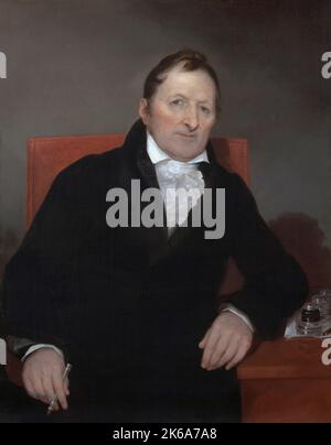 Portrait painting of Eli Whitney, an American inventor known for the cotton gin. Stock Photo