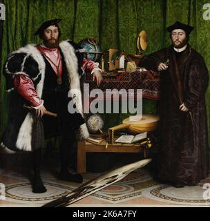 16th century painting of French ambassadors Jean de Dinteville and Georges de Selve. Stock Photo