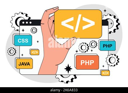 Hand hold code Stock Vector